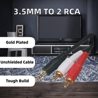 Or 3.5mm AUX Stéréo Audio Y Câble Adaptateur 2 RCA Mâle à 1.5M Longueur Compatible avec HDTV Ordinateur Smartphone Tablette Ordinateur Portable