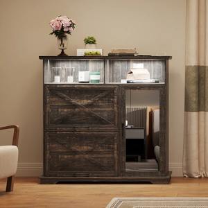 Meuble à chaussures de style farmhouse en MDF de haute qualité avec miroir et éclairage LED pour entrée et couloir - Product Image 4