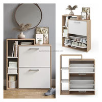 Organisateur de rangement extensible pour salon avec tiroir rabattable et meuble à chaussures autoportant en bois pour entrepôt et hôtel