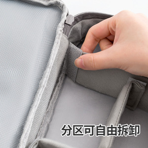 กระเป๋าเก็บของดิจิทัลสามชั้นพร้อมตัวแบ่งที่ถอดออกได้สำหรับอุปกรณ์อิเล็กทรอนิกส์และสายเคเบิลสำหรับการเดินทาง - Product Image 3