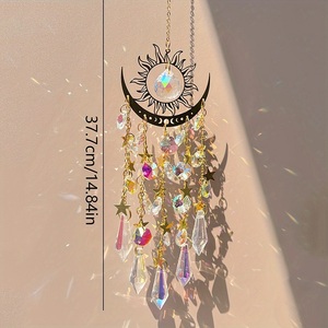 Soleil et Lune Suncatcher Cristal Carillons Éoliens pour Extérieur Vitrail Prismes Suspendus Décor De Jardin Cadeau De Pendaison De Crémaillère - Product Image 6