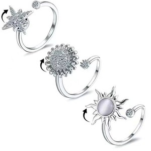 Anillos Giratorios con Diseño de Girasol 2026, Anillos para Aliviar la Ansiedad, Anillo Giratorio Ajustable con Circonita para Niñas y Mujeres - Product Image 2