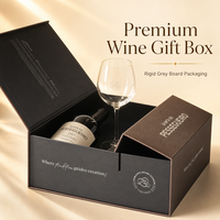 Boîte cadeau écologique pour deux bouteilles de vin avec couvercle rabattable, logo personnalisé, emballage en carton rigide gris de qualité supérieure pour vin rouge, OEM ODM