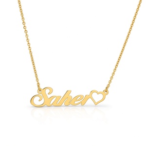 Gold Plated Name Necklace With Heart Pendant Saher <b>Chain</b> 18 Inches Women's Classic Daily Wear Jewelry - Product Image 6