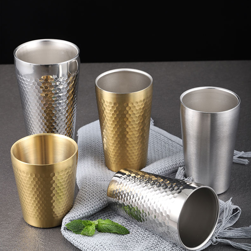 Korean Stainless Steel Drinking Cups Utensils For Restaurant Dual Insulated Beer Mug