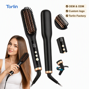 Torlin Spazzola Arricciacapelli 2 in 1 Anti-scottatura, Piastra Elettrica per Capelli per Ragazze, Styler Riscaldato, Spazzola Lisciante - Product Image 1