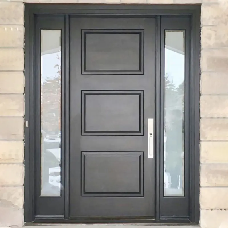 Porte d'entrée d'usine d'origine avec portes extérieures Sidelites Porte d'entrée extérieure en verre en bois externe