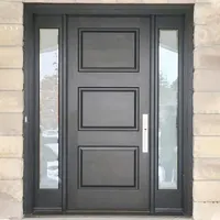 Porta da frente de fábrica original com portas exteriores de entrada de vidro de madeira