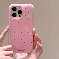 Coque de téléphone coréenne mignonne à pois couleur macaron pour iPhone 17 Air 16 15 14 13 12 Pro Max – Housse souple anti-choc tendance et esthétique