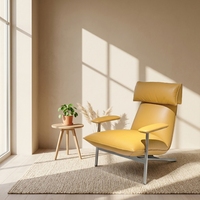Fauteuil individuel moderne rembourré en cuir pleine fleur ou tissu, idéal pour salon et chambre à coucher – Vente directe usine