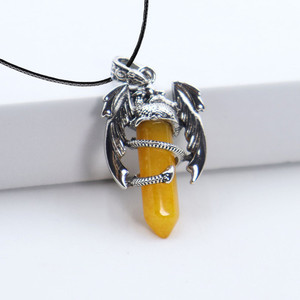 Collana con Ciondolo a Forma di Drago in Cristallo Esagonale di Quarzo Rosa Naturale Vintage, Gioielli Curativi per Donne - Product Image 6