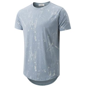T-shirt décontracté tricoté à manches courtes, col rond, avec logo personnalisé, coupe oversize, 100% coton, imprimé tie-dye, écologique, livraison rapide, vente en gros à prix abordable - Product Image 2