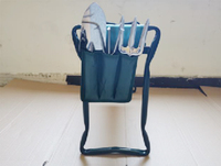 Siège pliant 2-en-1 pour jardinage avec genouillère intégrée en EVA et tabouret de travail