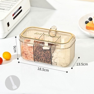 مجموعة علب توابل للمطبخ بثلاثة أقسام، وعاء تخزين متعدد الأقسام للتوابل والبهارات - Product Image 6