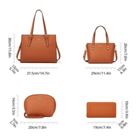 Set Tas 4 in 1 Desain Fashion LOGO Custom, Tas Tote Kulit PU, Dompet, Tas Clutch, Tas Tangan Wanita, Set Tas Tangan Custom untuk Wanita