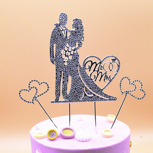 <span class=keywords><strong>MR</strong></span> <span class=keywords><strong>MRS</strong></span> e <span class=keywords><strong>Mrs</strong></span> Wedding Gold Love Wedding Cake Plug-in Topper torta nuziale - Product Image 4