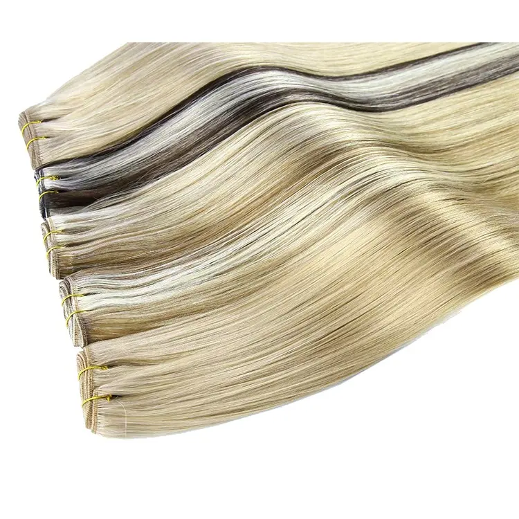DINGQIAO Machine weft human hair extension 100% virgin bundle hair unprocessed raw ponytail hair remy vendors wholesale