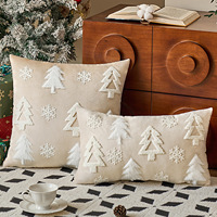 Nouvel arrivage de taie d'oreiller en velours brodé flocon de neige pour arbre de noël décor de canapé de maison housse de coussin en peluche de noël