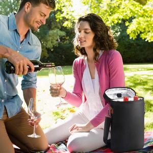 दोपहर के भोजन के कूलर बैग पिकनिक के लिए बड़ी क्षमता थर्मल इन्सुलेशन बैग नई शराब पैकेज निविड़ अंधकार एकल कंधे 2 की बोतलें लाल - Product Image 6