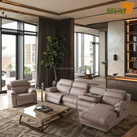 Canapé-lit modulable convertible moderne extensible avec porte-gobelets en cuir de haute qualité, écologique, structure en bois, idéal pour appartement