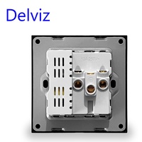 Panneau en verre de cristal Delviz 13A prise de courant, AC 110V ~ 250V, port USBA + USBC 2A, contrôle marche-arrêt, prise murale USB universelle de type C