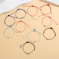 Bracelet en cordon fin avec breloque cœur argenté pour femme, ajustable, nœud coulissant, bijou minimaliste, cadeau, couleurs assorties