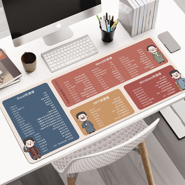 Custom Logo Office Shortcuts Mousepad 900*400*4MM Sublimation Fabric Desk Mat Excel Mouse Pad Blanks