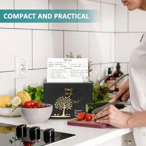 Miglior regalo <span class=keywords><strong>per</strong></span> la festa della casa da sposa-50 piccoli Set di scatole di carte <span class=keywords><strong>per</strong></span> ricette vuote nere 8 divisori in legno Organizer <span class=keywords><strong>per</strong></span> carte da cucina - Product Image 4