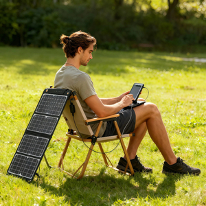 Panel Solar Monocristalino Plegable Portátil Superior de 200W, 18.5% de Eficiencia, Certificado TUV, Cargador Solar para Casa Móvil y Exteriores - Product Image 2
