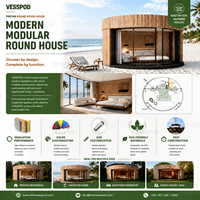 Nouvelle technologie, design européen, villa en dôme respirante, maison ronde préfabriquée en bois avec chambre, cuisine, toilettes