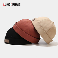 Gorro de marinero con puño enrollado sin visera de algodón con logotipo personalizado, Gorras Retro Docker, gorra ajustable sin visera con calavera