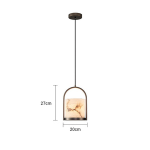<span class=keywords><strong>Suspension</strong></span> minimaliste Seeky de style oriental en métal, luminaire fin avec abat-jour en onyx pour salle de thé - Product Image 6