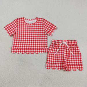 Vêtements d'été RTS pour bébés filles, chemises à carreaux à manches courtes et ensembles de shorts à volants - Product Image 4