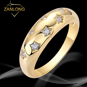 Anillo vintage Chapado en oro de 18 quilates de plata de ley Zanlong 14696 S925 con estrella VVS moissanites en el anillo - Product Image 1