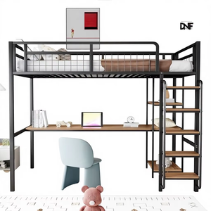 <span class=keywords><strong>Lit</strong></span> <span class=keywords><strong>mezzanine</strong></span> moderne en métal 90x200cm multifonctionnel avec <span class=keywords><strong>bureau</strong></span> <span class=keywords><strong>et</strong></span> étagères noir (sans matelas) pour salon <span class=keywords><strong>et</strong></span> hôtel - Product Image 1