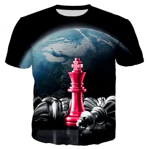 Casual round neck chess style summer short sleeves oversize custom T-shirt for men