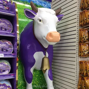 lively fiberglass cartoon milk cow statue display props decorative animal statue