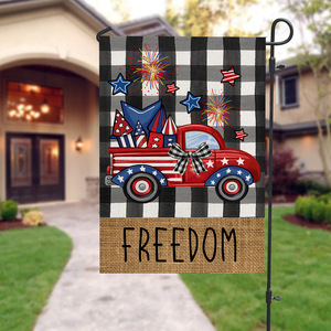 American Independence Day Black White Plaid Polyester Printed Rectangle <b>Garden</b> <b>Flag</b> Festive Yard Decorative Home - Product Image 3