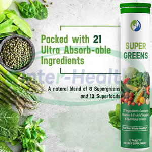 Suplemento orgánico de OEM, superalimento verde, superverde, multivitamínico diario de frutas y verduras, superverduras, tabletas efervescentes - Product Image 2