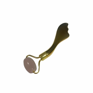 Espátula Facial de Aleación de Zinc con Cuarzo Rosa y Piedra de Jade para Masaje Facial, Scoop Cosmetics - Product Image 2