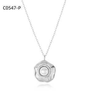 Amy Amy – collier avec pendentif en perles plaqué argent, en forme de fleur, pour femmes, bijoux à porter au quotidien, cadeau - Product Image 1
