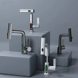 Gran oferta, grifo de baño giratorio de 360 grados, pantalla LED digital, grifo de lavabo de cascada, grifo mezclador de lavabo extraíble para Baño - Product Image 6