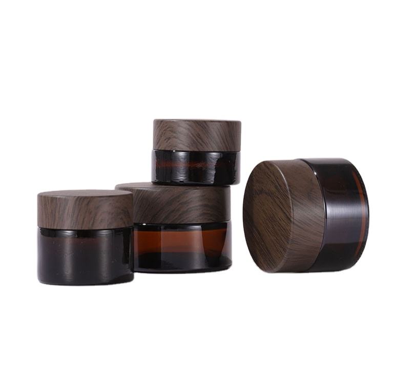 Amber jar+dark wooden lid