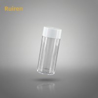 Flacon cylindrique transparent de 30 granules pour capsules, scellé, pour distribution d'échantillons, usage cosmétique, modèle BA10, pack usine