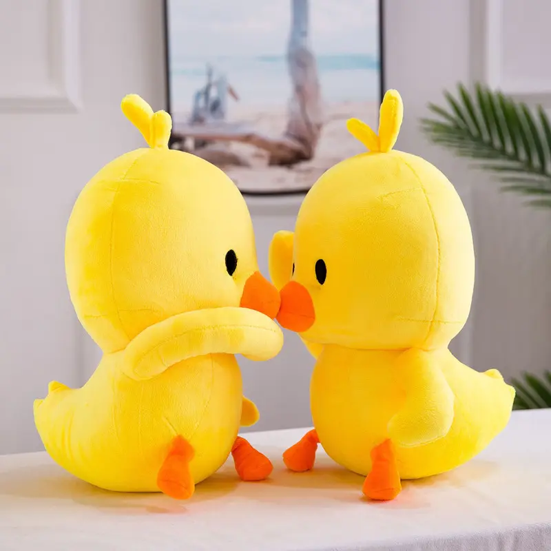 Vente en gros kawaii canard de Pâques broderie arc peluches décoration de Pâques animal personnalisé peluche canard jaune jouet