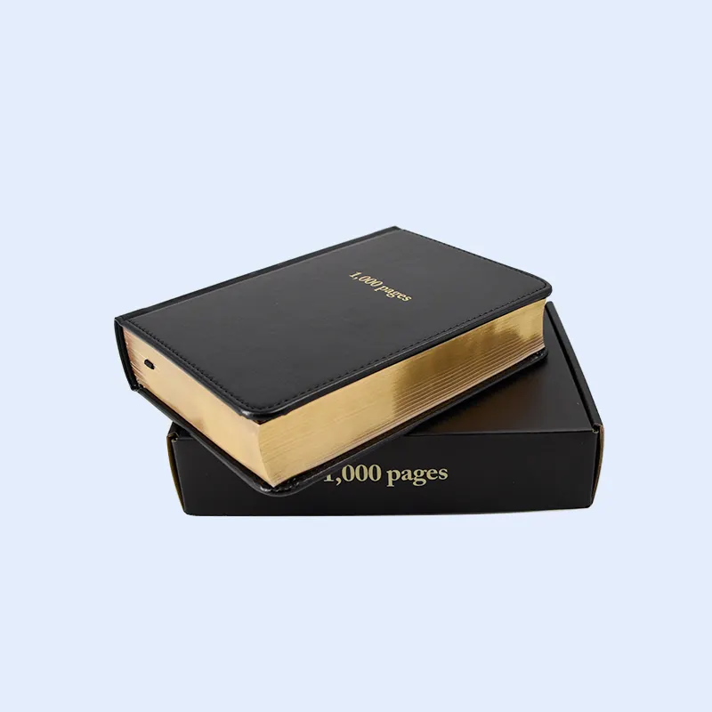 Custom Golden Edge Holy Bible full color printing service with PU Leather Cover and gift box