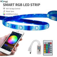 Tira de Luces LED Inteligentes RGB 5050 de 12V/24V con Wi-Fi e IP20, Cambio de Color, Decoración Interior Colorida
