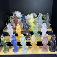 Escultura de Bruja con Capucha de Cristal Natural, Figura de Piedra Curativa, Bruja Espiritual Wicca de Cuarzo para Decoración del Hogar
