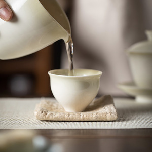 Chinese Celadon Glaze Thin Wall <b>Teacup</b> Porcelain Kung Fu Tea Cup Single Cup Afternoon Tea Use Round Shape Dehua Origin - Product Image 3