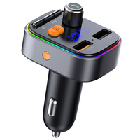 AGETUNR-lecteur DVD de voiture avec Port USB, autoradio, T48Q, mains libres, interrupteur de basse, lumière Led, musique, MP3, chargeur, transmetteur FM, 2 pièces